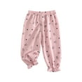 thumbnail image 2 of NAISIBABY Boys Girls Casual Pants, Prints Cotton Linen Thin Home Mosquito Proof Pants Pink 5-6T, 2 of 3
