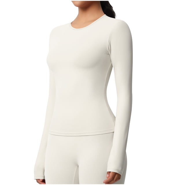 Mujeres de Manga Larga Tops Casual Ejercicio Capa Base para Correr Al Aire Libre, Transpirable Slim Fit Yoga Top con Agujeros Del Pulgar para Actividades de Fitness