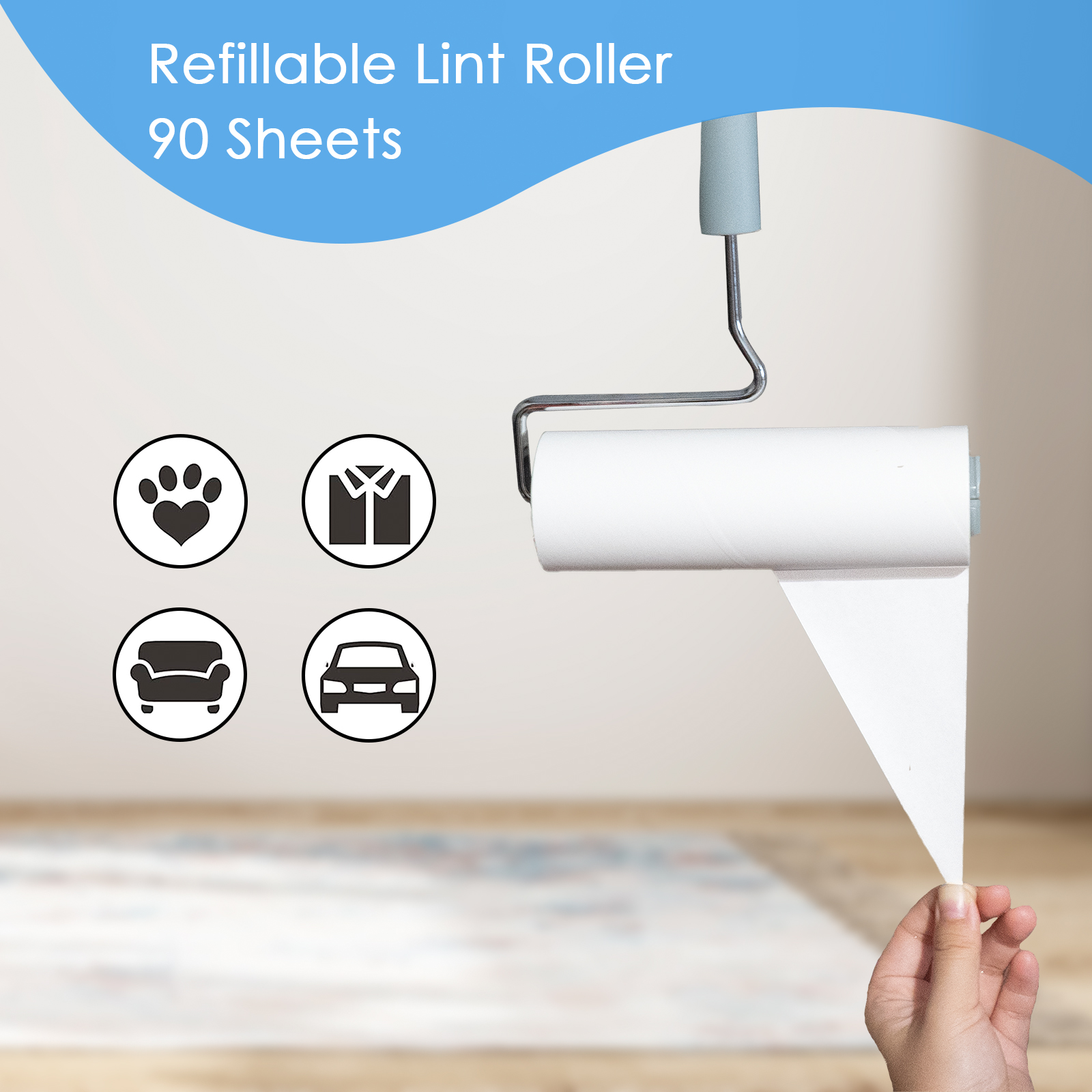 YabeePet Lint Roller, Large Surface Pet Hair Remover, 270 Sheets photo 4