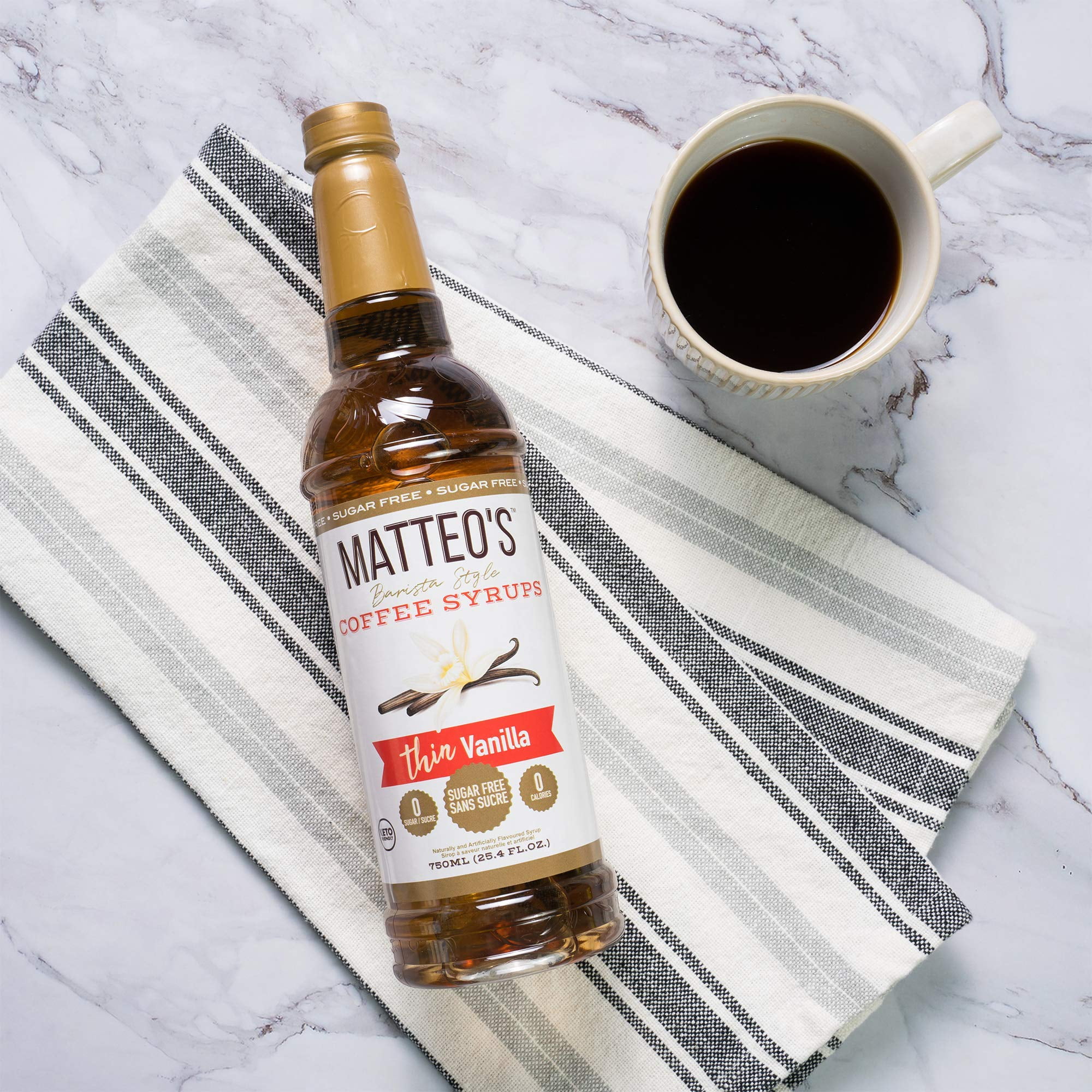 Matteo's Sugar Free Coffee Flavoring Syrup, Salted Caramel, Delicious Coffee Syrup, 0 Calories, 0 Sugar Coffee Syrups, Salted Caramel, 750 milliliters, 1 Bottle 750 ml (Pack of 1)