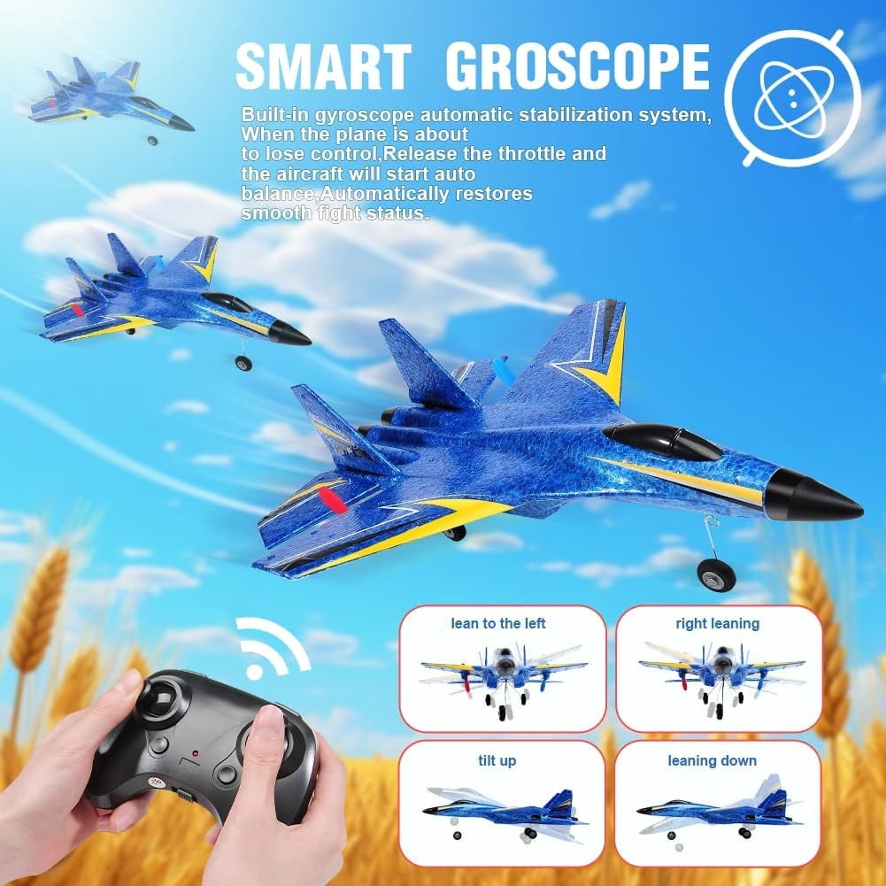 Roofworld RC Airplane SU-27 Blue with Gyro Night Lights 2.4GHz 2 Channel