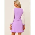 thumbnail image 4 of Vestido Midi Elegante Con color De Contraste Y Cuello En V de Manga Larga Para Mujer Morado Claro XL, 4 of 5