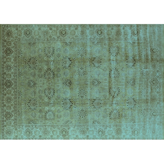 Ahgly Company Indoor Rectangle Oriental Light Blue Industrial Area Rugs, 7' x 10'
