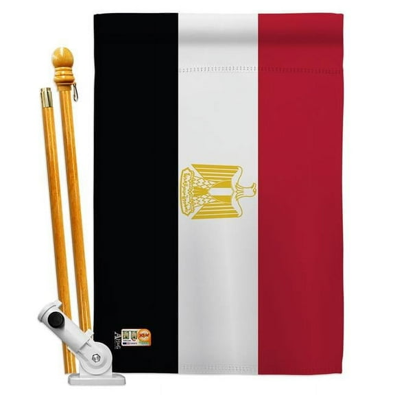 Americana Home & Garden AA-CY-HS-140074-IP-BO-D-US18-AG 28 x 40 in. Egypt Flags of the World Nationality Impressions Decorative Vertical Double Sided House Flag Set & Pole Bracket Hardware Flag Set