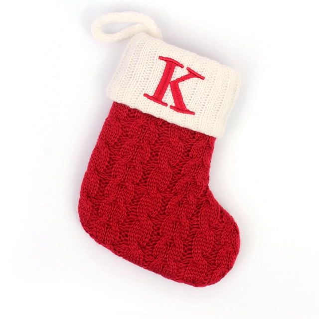 Calcetín de regalo de Navidad Lucakuins, letras iniciales patrón de copo de nieve de punto medias de dibujos animados contenedor de regalo de tela bolsa decorativa Lucakuins Festival