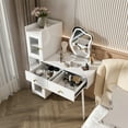 thumbnail image 4 of Dressing Table with LED Mirror & Storage – White Makeup Desk Features 3 Drawers, 2 Open Shelves, 4 of 9