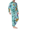 thumbnail image 2 of Naloa Turtles And Sea Men’s Pajamas Set - Long Sleeve Button Down Sleep Shirt and Pajama Bottoms Sleepwear Set-Medium, 2 of 7
