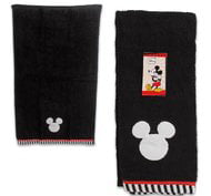 Mickey Mouse Standing Inspired 1 Black Hand Towel w/white,red,yellow embroidery 