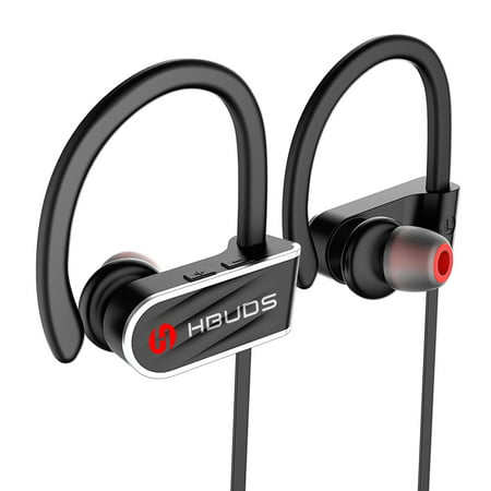 HBUDS H1 Bluetooth 4.1 Headphones IPX7 Waterproof ,Sport Earphones with Mic,Noise Cancelling Headsets for Workout,Running, Gym,Deep Bass HiFi Stereo in-Ear Wireless Earbuds,8-9 Hrs Play