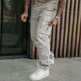thumbnail image 3 of Mens Cargo Pants Elastic Waist Stretch Hiking Pants Lightweight Quick-Dry Windproof Workout Trousers With Multi Pockets, 3 of 9