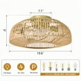 thumbnail image 4 of Maxax 20" Boho Caged Ceiling Fan with Lights, Flush Mount Rattan Ceiling Fan with Lights and Remote, Enclosed Boho Ceiling Fan with 6 Speeds for Living Room, Bedroom, Dining Room, 4 of 8
