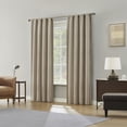 thumbnail image 2 of Sun Zero Medina 2-pack Woven Damask 100% Blackout Rod Pocket Curtain Panel Pair, Oatmeal, 50"W x 84"L (2 Panels), 2 of 8