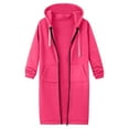 thumbnail image 4 of felwors Long Hoodies for Women Zip Up Double Zipper Fleece Jacket Tunic Sweatshirts Fall Winter Fashion Clothes Hot Pink, XXXL, 4 of 4
