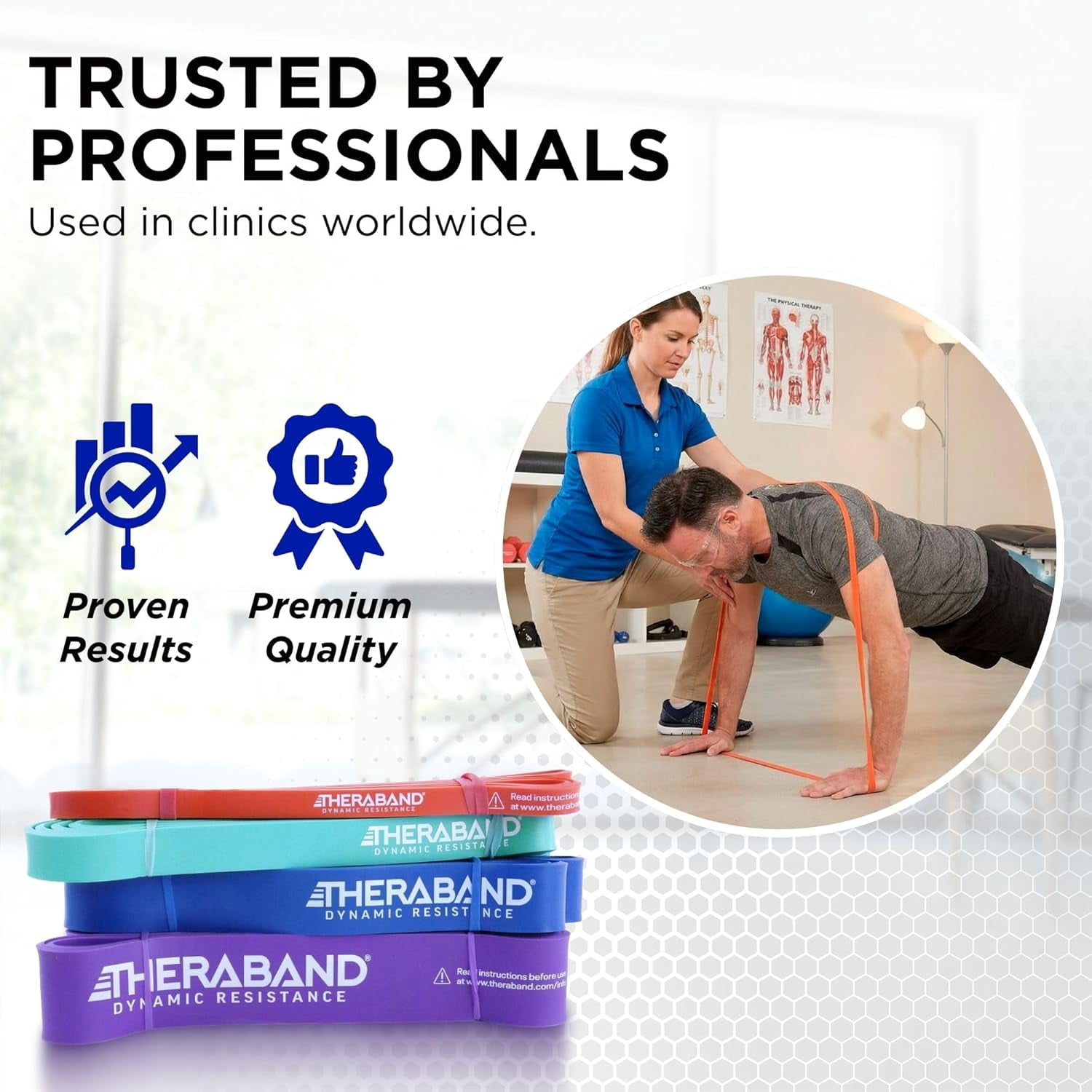 THERABAND High Resistance Bands Set of 4, Light to Extra-Heavy Elastic Super Bands for Full Body Workouts, Physical Therapy, Strength Training, Durable 41” Loop Exercise Bands, 15-50 lbs Resistance