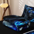thumbnail image 5 of Erosebridal Spooky Skull Zipper Full Size Comforter Sets with Fitted Sheet and 2 Pillowcases, Halloween Fire Zipper Bedding Set for Boys Girls, Dark Gray Cyan, Black Reversible, 5 of 7