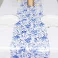 thumbnail image 4 of BalsaCircle White 12x108 in Satin Table Runner Blue Floral Design Party Events Reception Decorations Supplies, 4 of 7