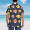 thumbnail image 3 of Lsque Cute Puffer Fish pattern Hawaiian Shirt for Men, Unisex Summer Beach Casual Short Sleeve Button Down Shirts-3X-Large, 3 of 9