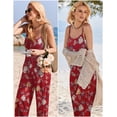 thumbnail image 3 of Mono Ekouaer para mujer, estilo bohemio, pierna ancha, estampado floral, talla S, color rojo, 3 of 6
