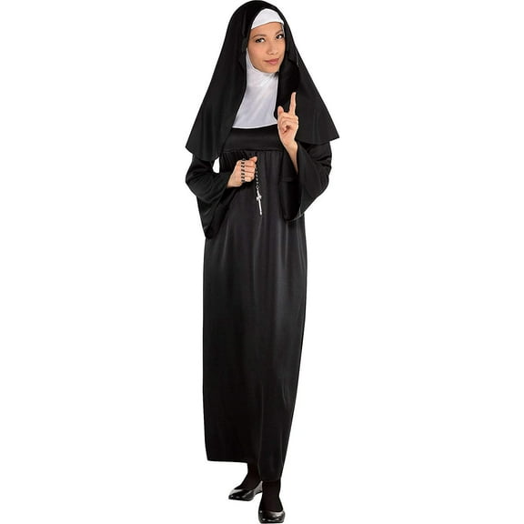 Amscan Holy Sister Nun Halloween Costume for Women, Standard Size, Includes Veil, Collar, Dress
