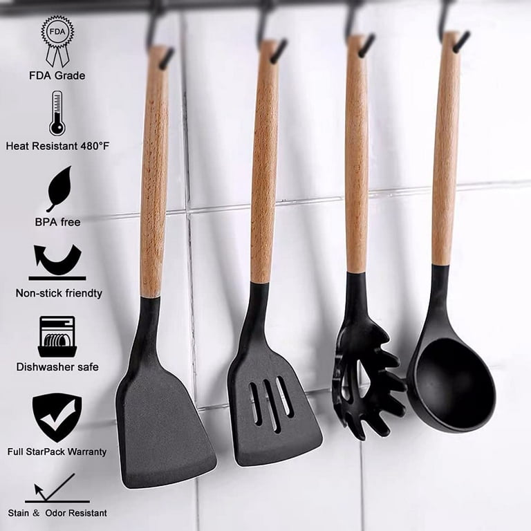 4pcs/set, Silicone Kitchen Utensils Set, Heat Resistant Khaki Cooking  Utensils Set, Non-stick Silicone Kitchen Spatula And Spoon, Cooking Turner  For F