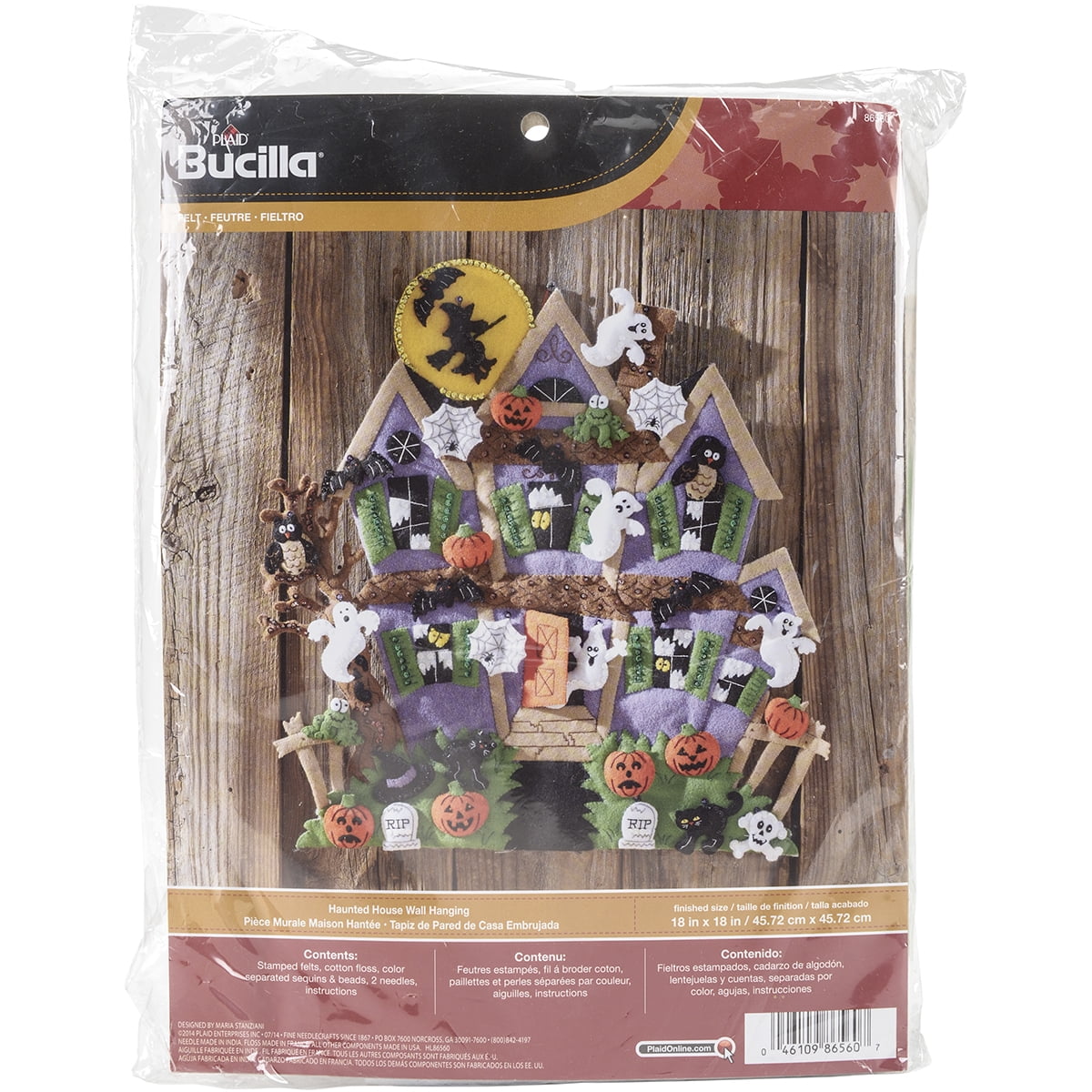 Bucilla Felt Wall Hanging Applique Kit 18"X18" Haunted House