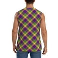 thumbnail image 4 of Gaeub Mardi Gras Plaid Men's Sleeveless Muscle Shirts Workout Tank Tops, Odor Protection and Comfortable - XX-Large, 4 of 8