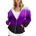 thumbnail image 3 of Sevevn Women's Raglan Sweater Zipper Hooded Cardigan Sweater Long Sleeve Top Sweater Purple M Gift for Girls, 3 of 6