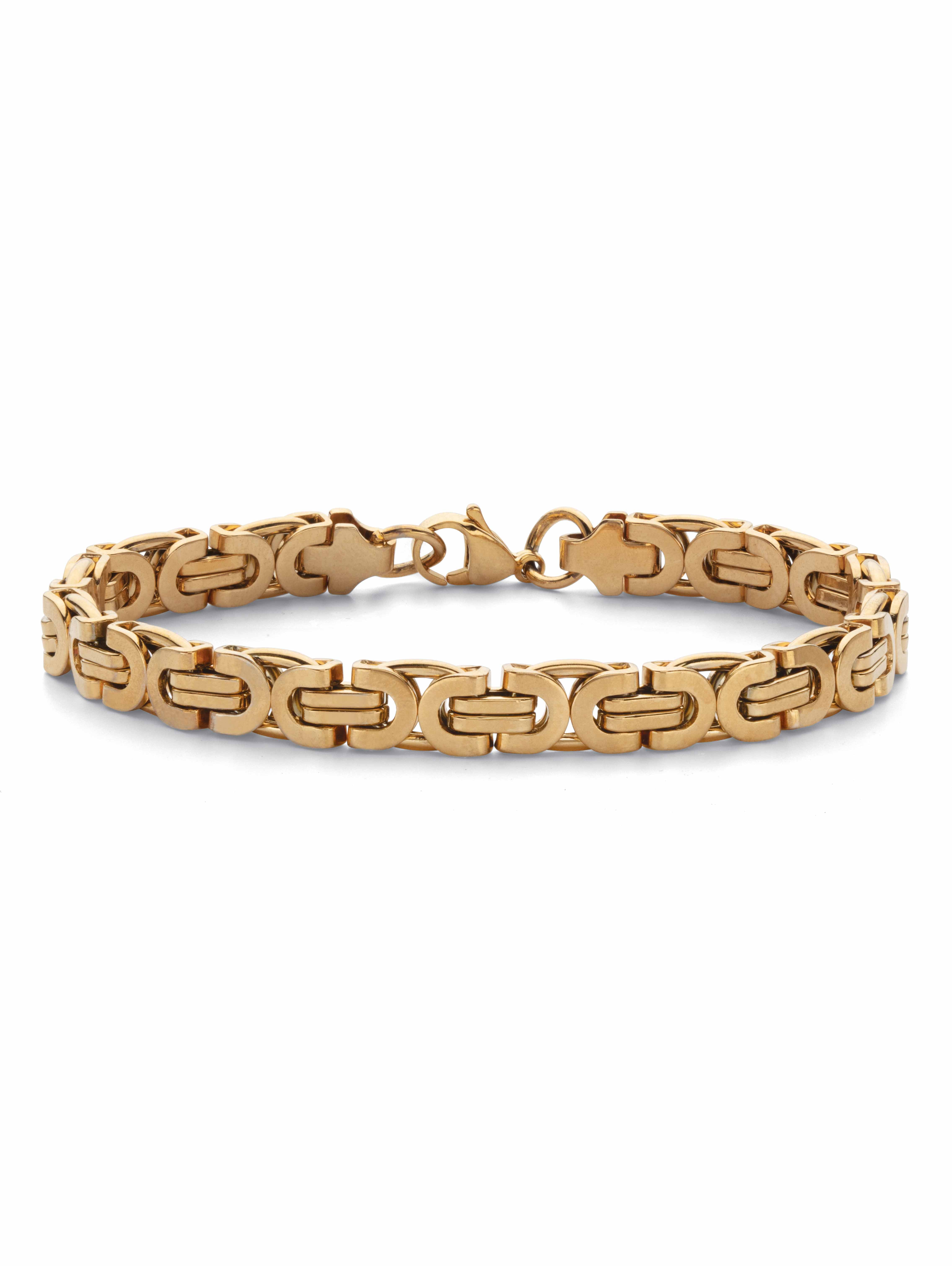 Men's Flat Byzantine-Link Bracelet Gold Ion-Plated Stainless Steel (8mm) 9' Length