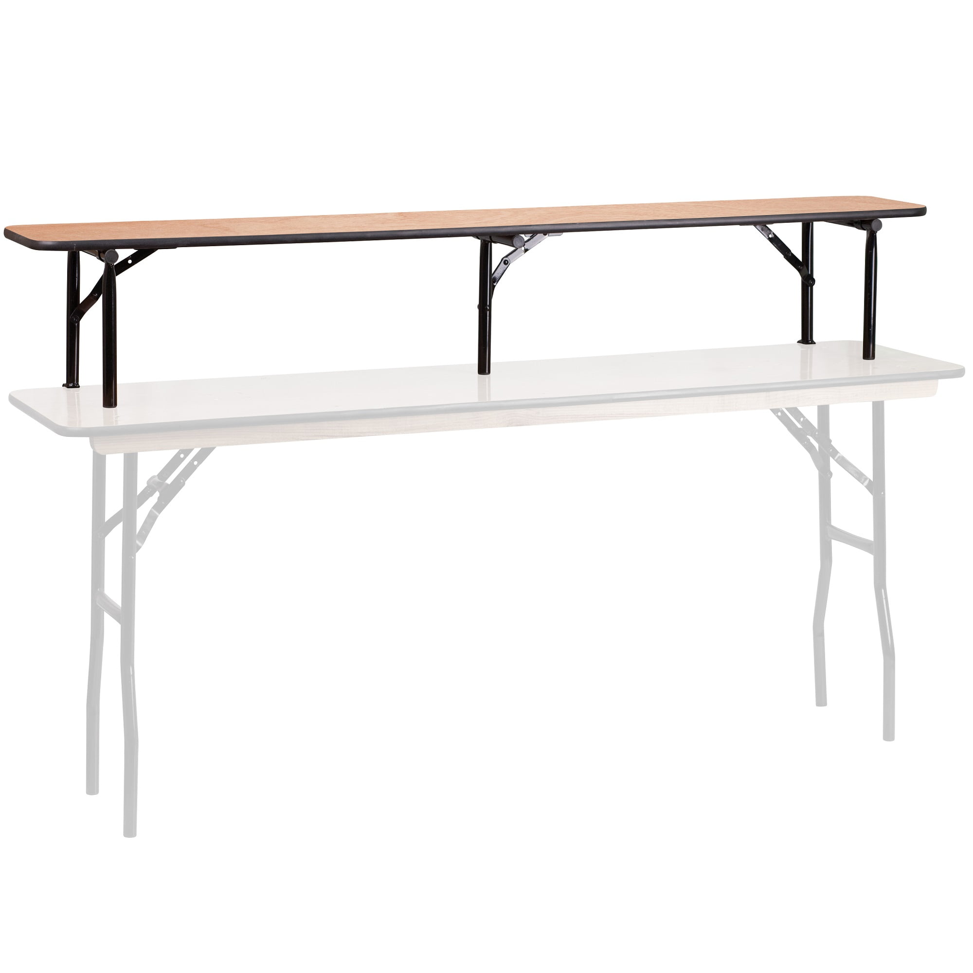 72” Brown Rectangular Foldable Table Bar Top Riser with Black Legs