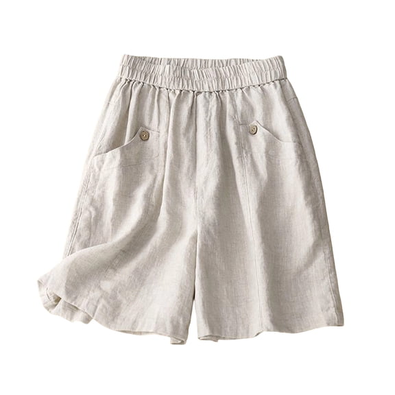 SAWOBUUN Women Wide Leg Shorts High Waist Elastic Waistband Loose Fit Casual Summer Bermuda Shorts