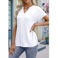 thumbnail image 6 of Eyelet Tops for Women V Neck Short Sleeve Embroidery Tshirts Shirts Summer Trendy Casual Loose Beach Blouse White S, 6 of 9