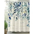 thumbnail image 3 of Blue Teal Eucalyptus Leaves Waterproof Fabric Shower Curtain, Watercolor Vintage Botanical Shower Curtain for Bathroom Curtains Bathtubs Hotel Washable Shower Curtains with 12 Hooks Stall 48x72in, 3 of 6