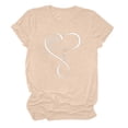 thumbnail image 2 of ALLLIST Summer Tops for Women 2024 Beige Short Sleeve Crew Neck Love Printed T-Shirts Womens Shirts Plus Size S, 2 of 3