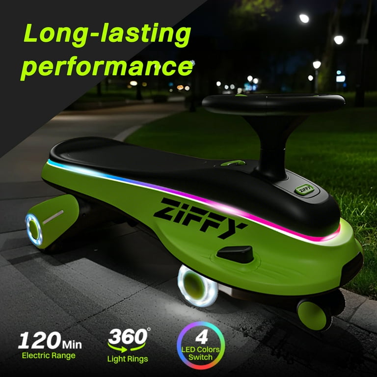 ZIFFY Light-Up Electric Wiggle Car, 45W 5.5A, 2-in-1 Swing Car