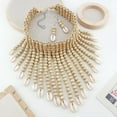 thumbnail image 3 of BOCAR Boho African Wooden Beaded Bib Statement Necklace Strands Layered Cluster Chunky Collar Choker Wood Necklace for Women Fashion Costume Jewelry (N0065-Off White+Shell), 3 of 8