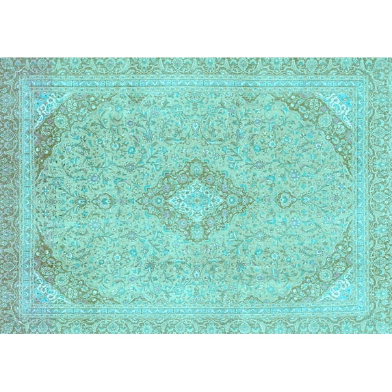 Ahgly Company Indoor Rectangle Abstract Light Blue Modern Area Rugs, 8' x 12'