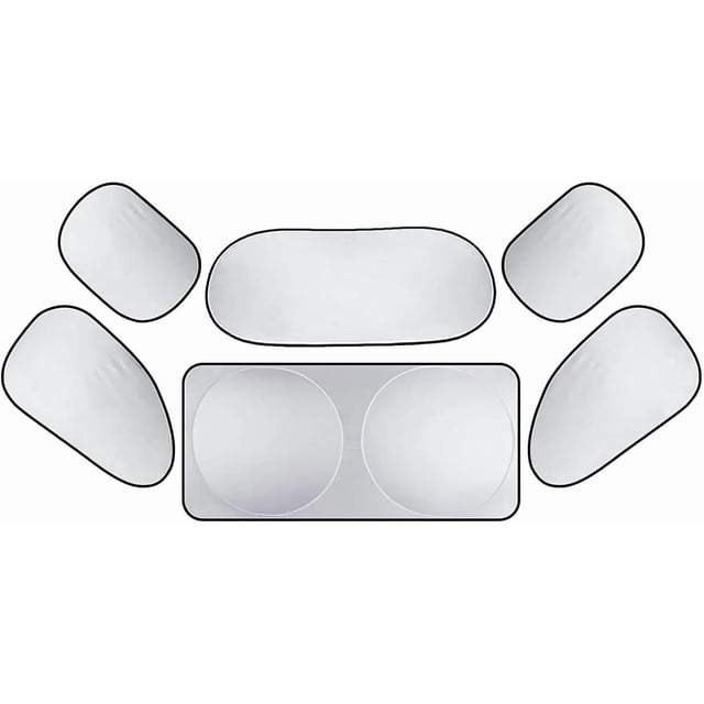 6PCS Reflective Car Windshield Sunshade Kit, Silver Coated Sunproof Protection Heat Shield, Side Window Privacy Cover for Baby Camping Napping, Keep Cool Most Cars (Silver) -