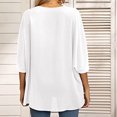 thumbnail image 6 of USSUMA T-Shirts for Women Trendy Solid Color Women's Shirts and Blouses Batwing Short Sleeve Female Tops Dressy Casual Summer Oversized Chiffon Boho V Neck Plus Tunics Beach, 6 of 8