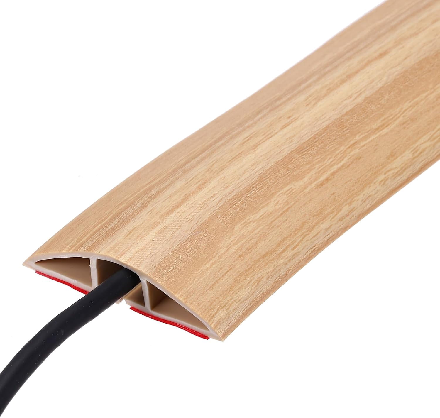 FEFEFW-Floor Cord Cover 4ft, Extension Cord Hider for Floor Cable Management Wire Covers Protector Prevent Cable Trips 0.47" W x 0.24" H, White Maple