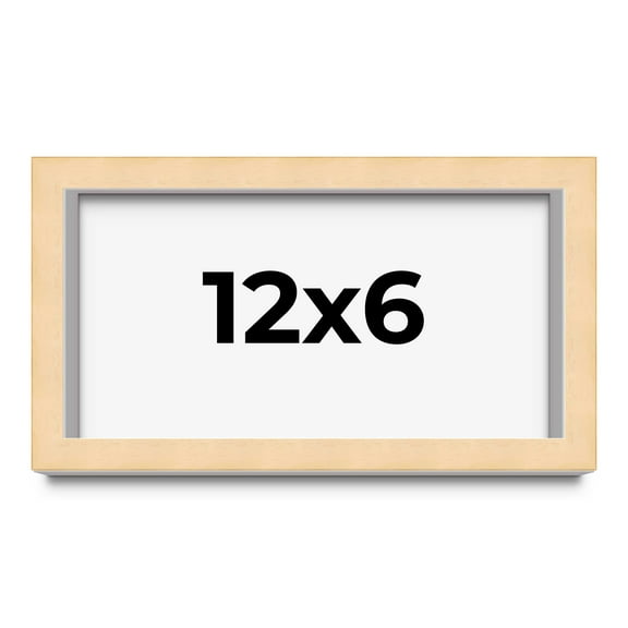 12x6 Frame Natural Wood Picture Frame | 0.75 Inch Moulding Width | with UV Acrylic Plexiglass, Foam