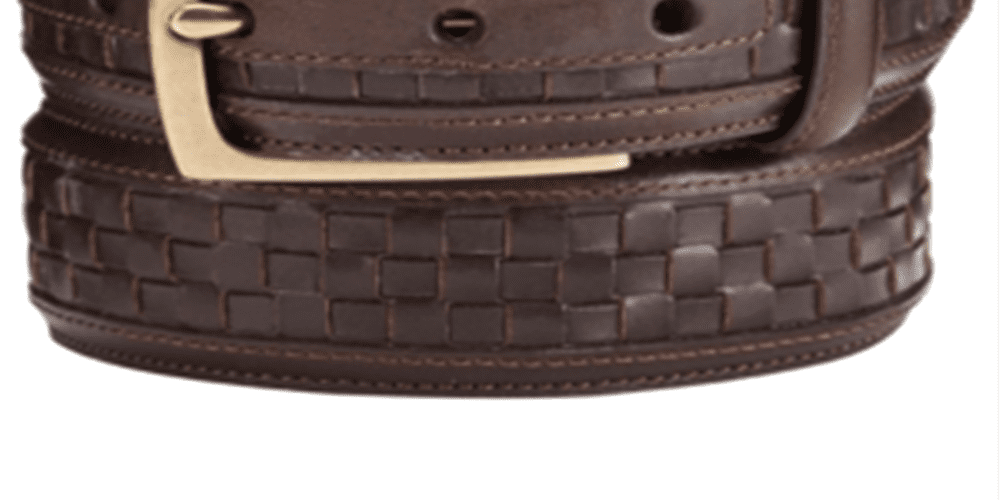 TASSO ELBA Mens Brown Woven Textured Leather Casual Belt 34\36