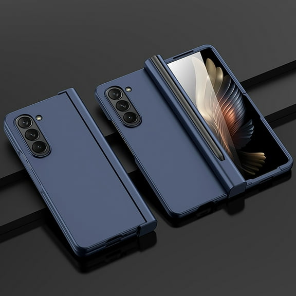 ELEHOLD Slim Case for Samsung Galaxy Z Fold5,Hinge Protective Case with Pen Holder & Built-in Screen Protector,Shockproof Hard PC Skin-Touch Ultra Thin Phone Case for Galaxy Z Fold5 2023,Blue