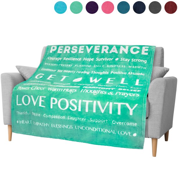 PAVILIA Inspirational Blanket with Healing Thoughts for Cancer Recovery