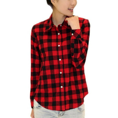 - OUMY Women Button Up Long Sleeve Plaid Shirt