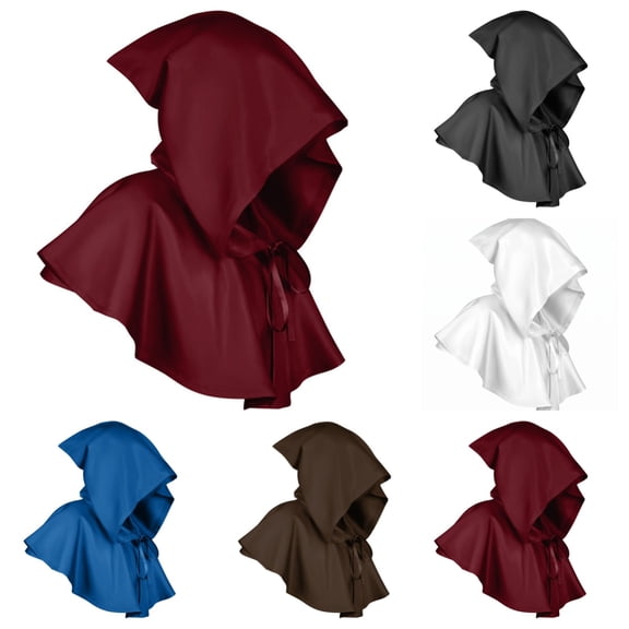 SAWOBUUN Halloween Grim Cowl Cloak Medieval Hooded Poncho for Men Women