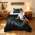 thumbnail image 3 of Manfei Grizzly Bear Twin Comforter Sets, Vintage Farmhouse Animal Bedding Set, Black Gray, Black Reversible, 2pcs, 1 Comforter and 1 Pillowcase, 3 of 7