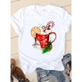 thumbnail image 1 of Camiseta con estampado navideño de estilo acuarela para mujer, ropa de Año Nuevo con cuello redondo, camiseta informal con estampado de los años 90, 1 of 5