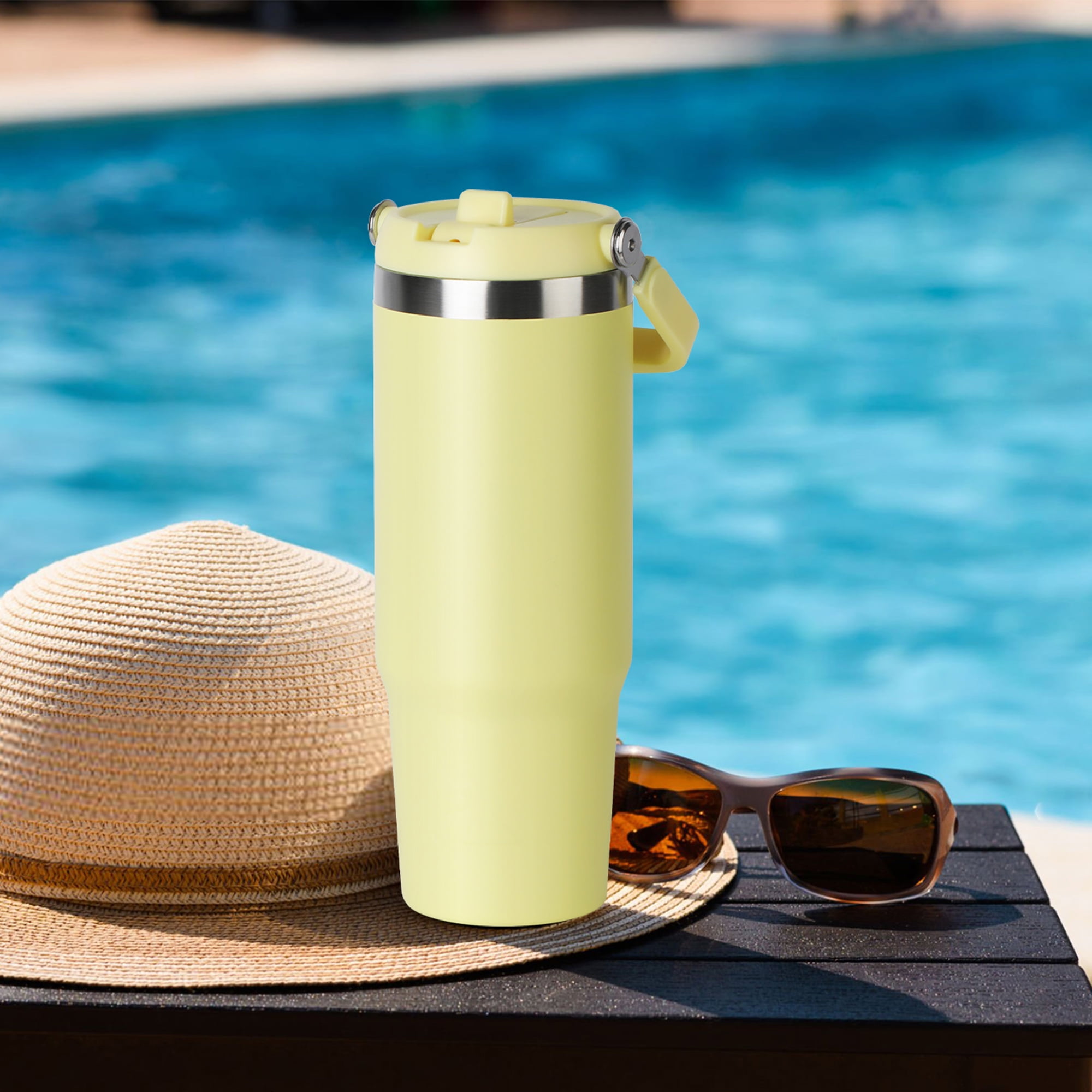 Ozark Trail 30 oz Insulated Stainless Steel Tumbler with Swivel Handle,Yellow