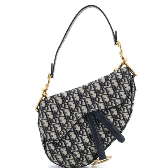 Pre-Owned Saddle Handbag with Strap Oblique Canvas Medium By Rebag