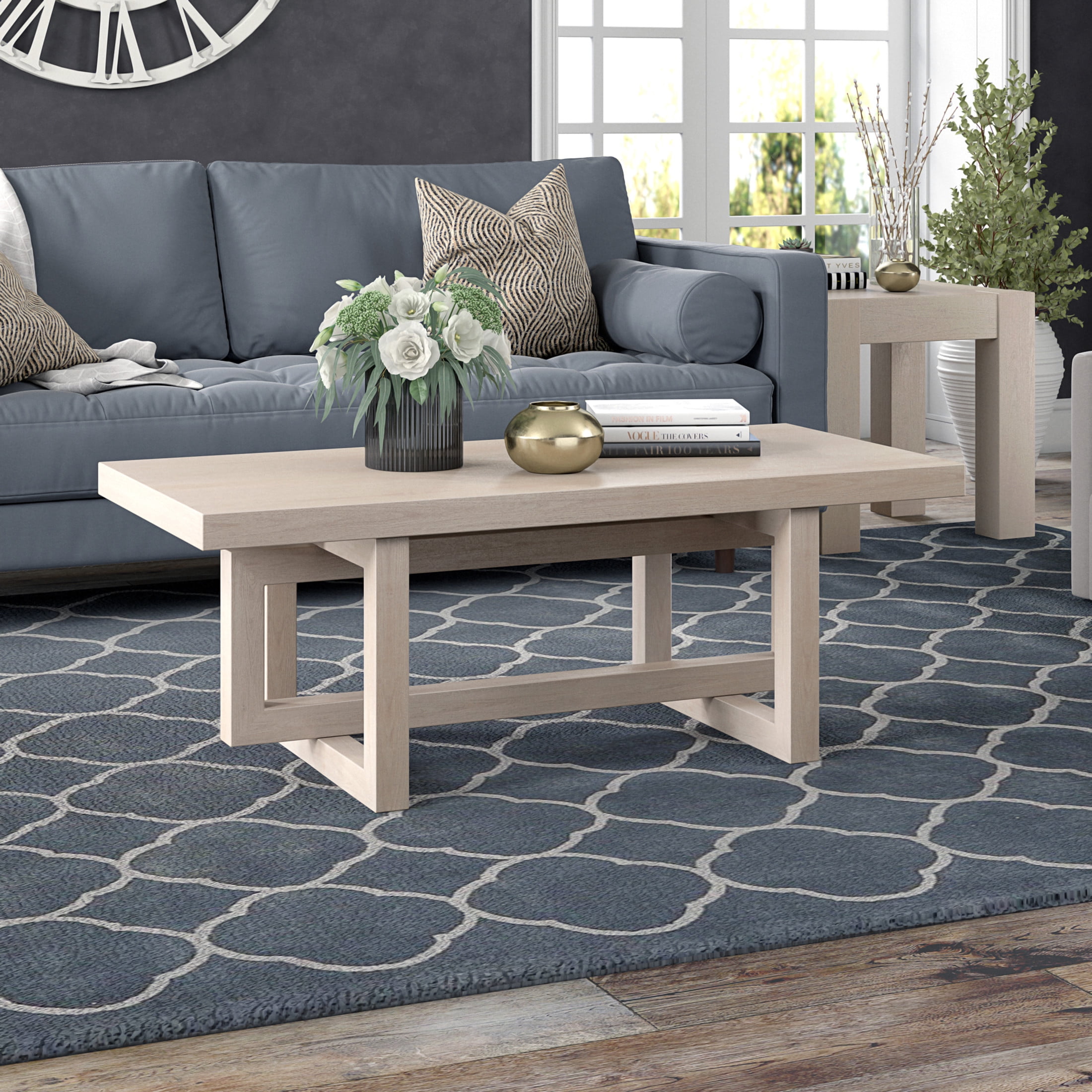 Evelyn&Zoe Modern/Contemporary 47" Wide Alder White Coffee Table
